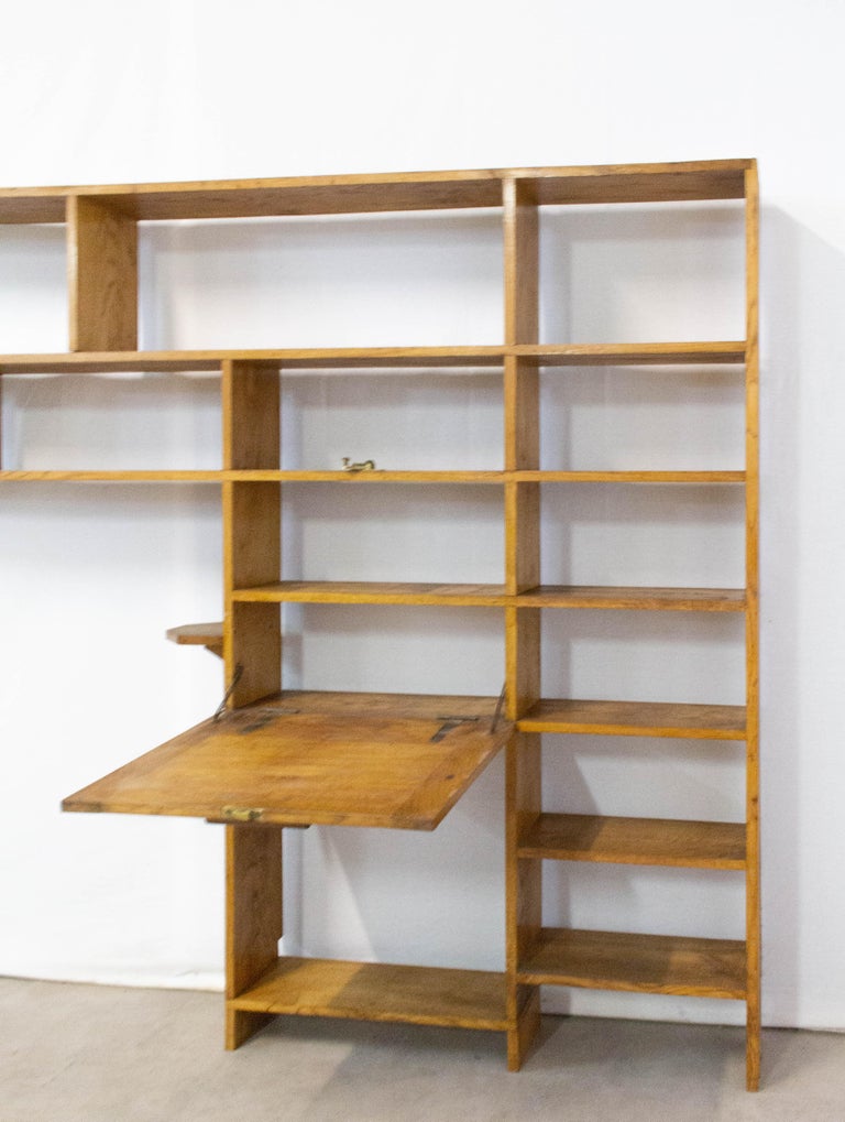 Vintage Bookcase Folding Desk Shelves French Midcentury at 1stDibs