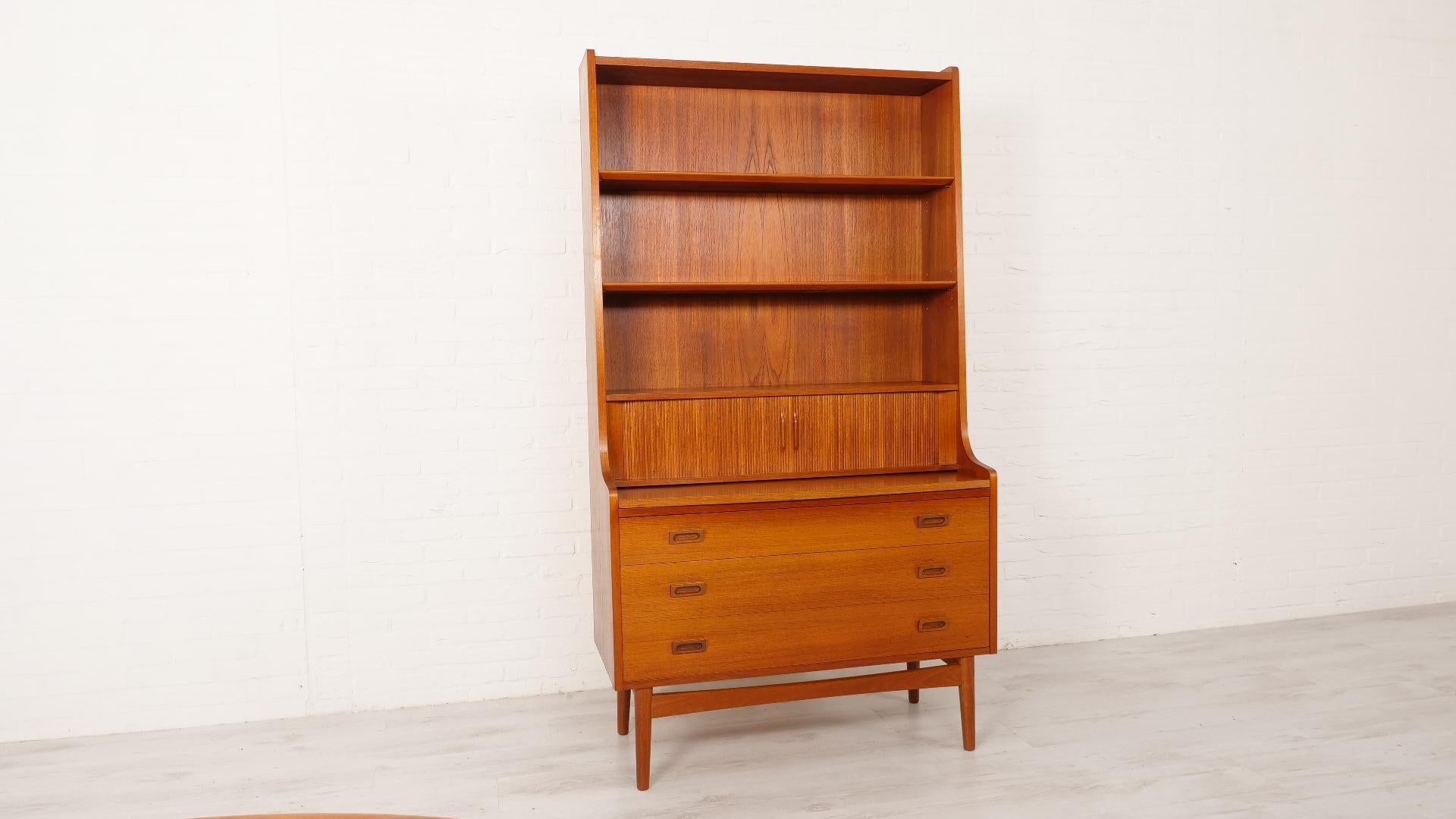 Mid-20th Century Vintage bookcase  Secretaire  Teak  Johannes Sorth For Sale
