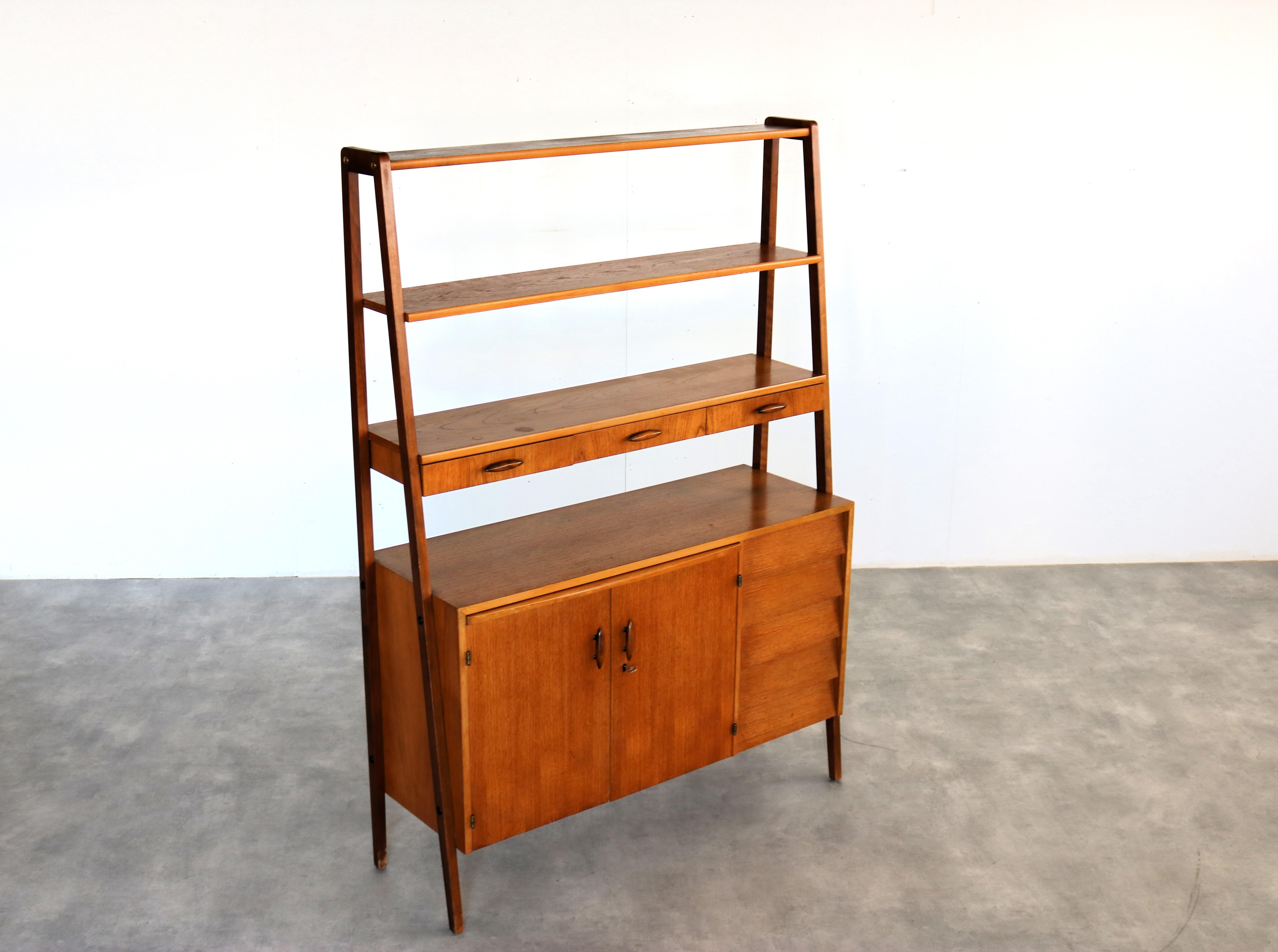 vintage bookcase  secretary  cupboard  teak 5