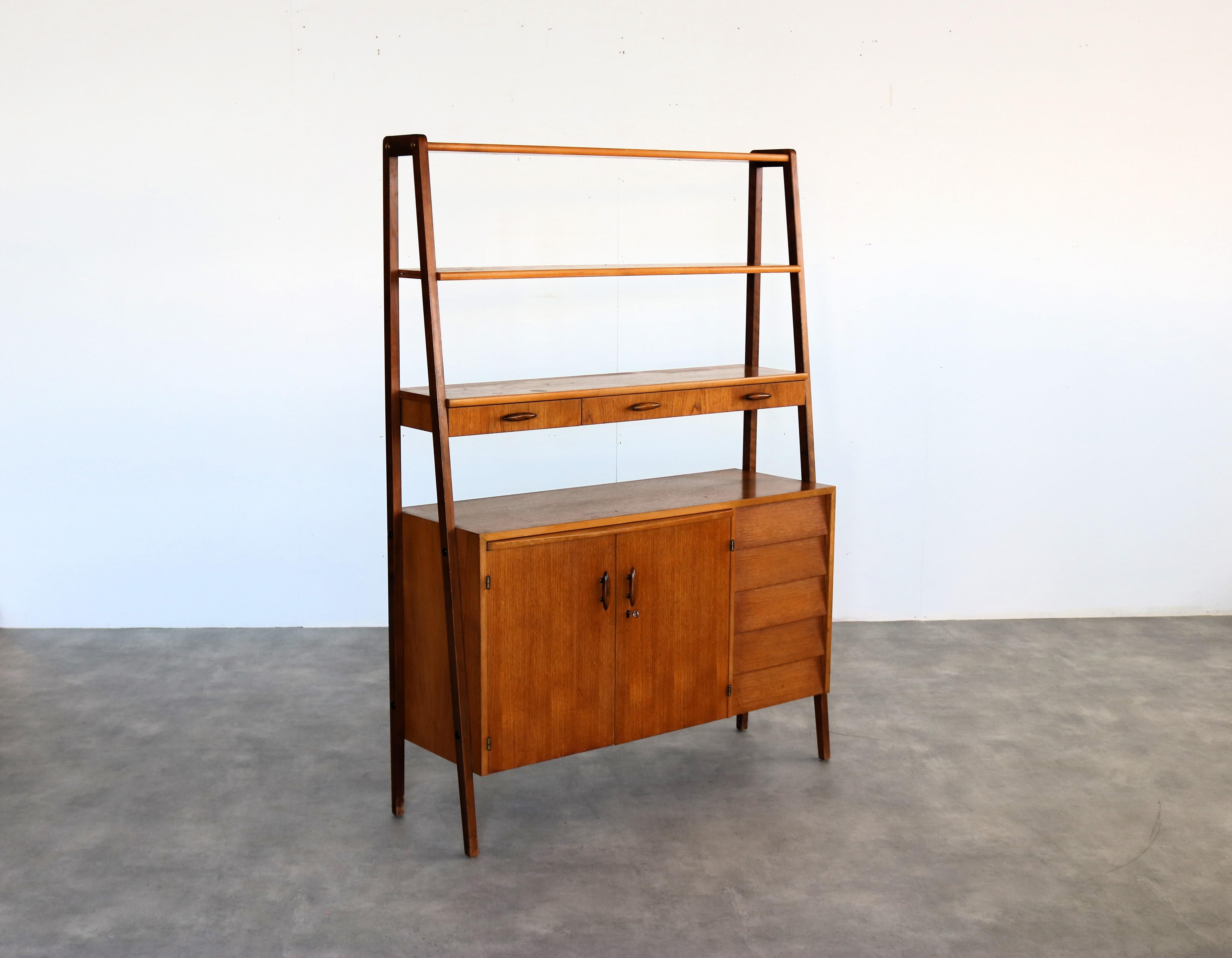 Swedish vintage bookcase  secretary  cupboard  teak