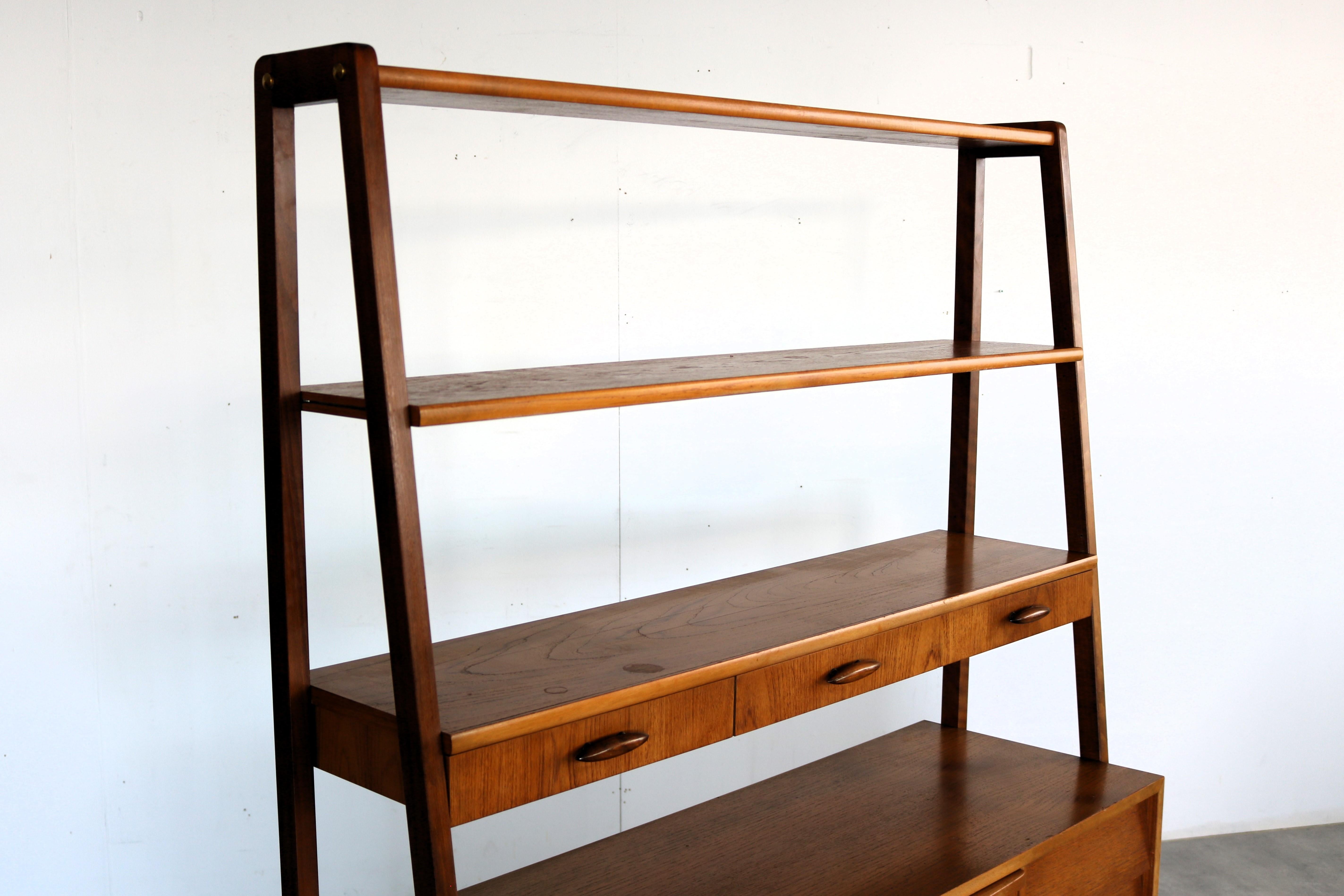 Teak vintage bookcase  secretary  cupboard  teak