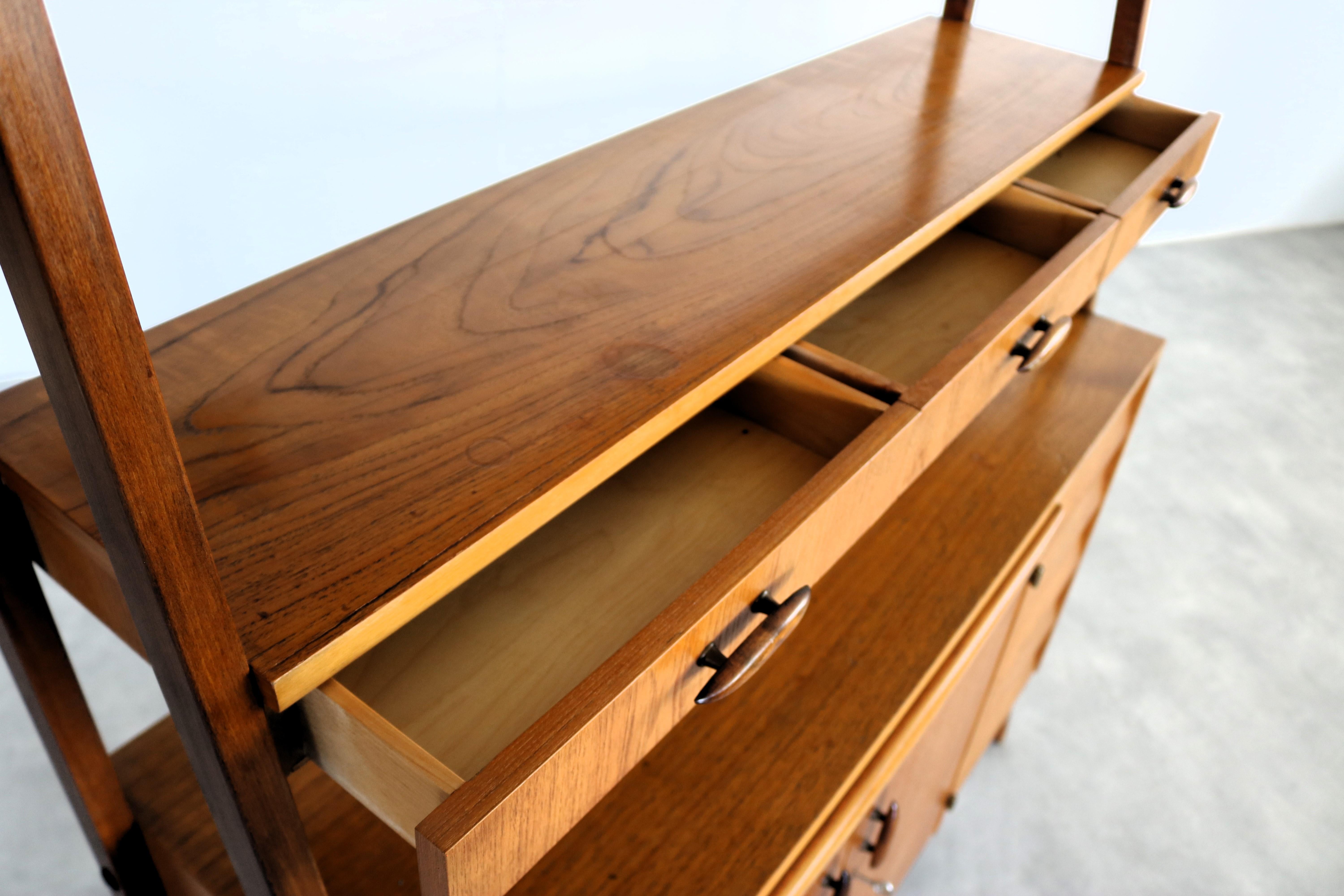 vintage bookcase  secretary  cupboard  teak 1