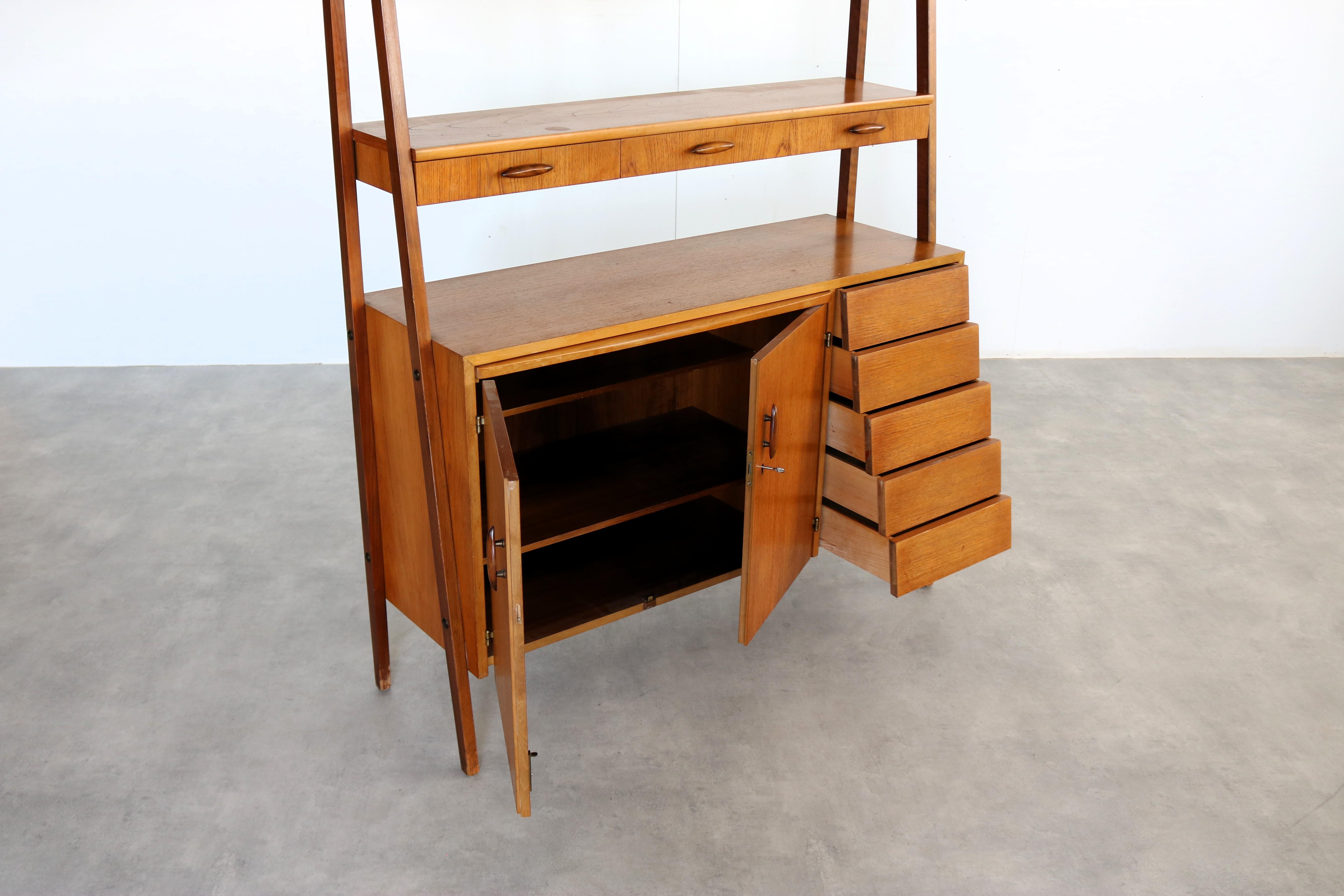 vintage bookcase  secretary  cupboard  teak 2