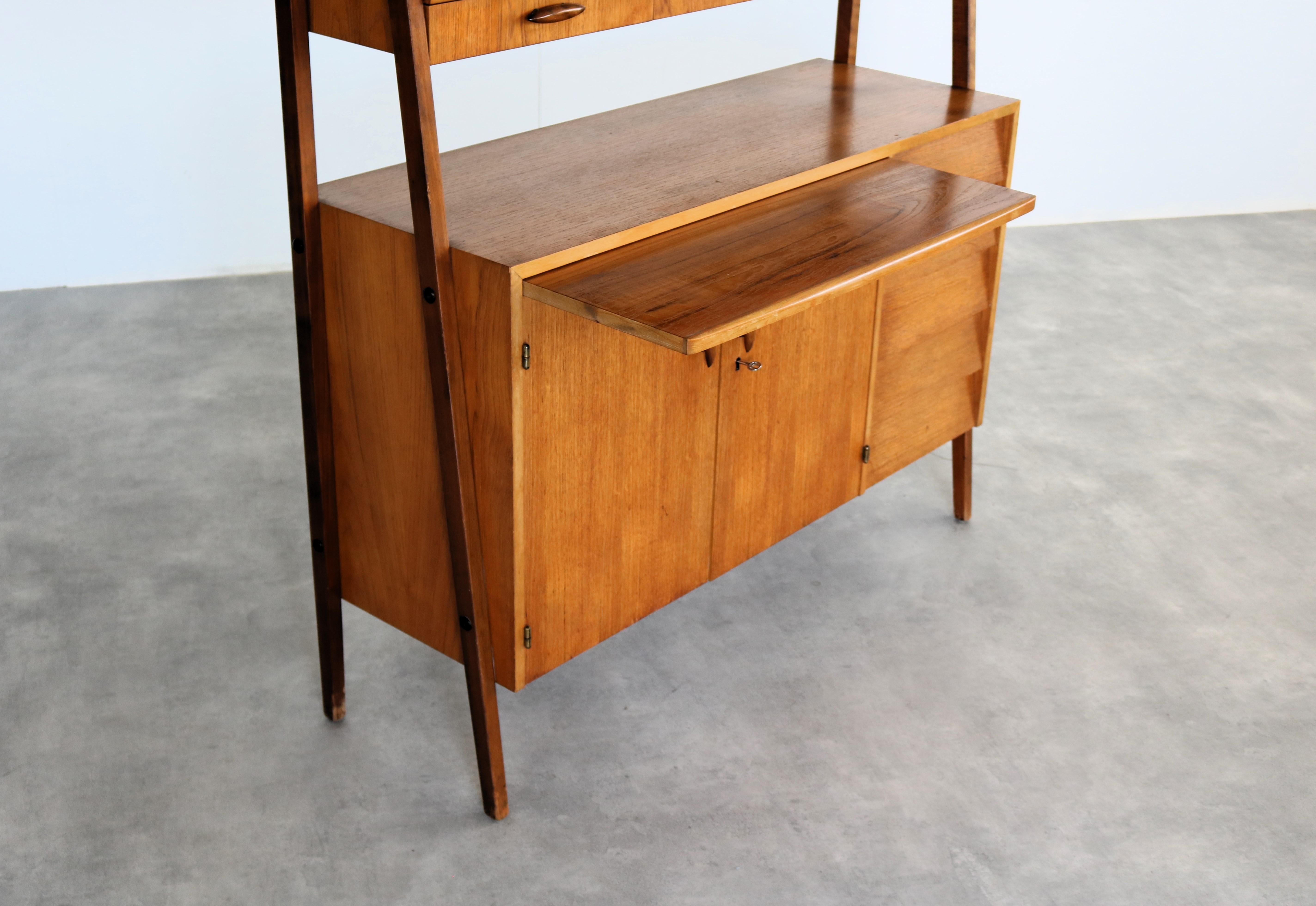 vintage bookcase  secretary  cupboard  teak 3