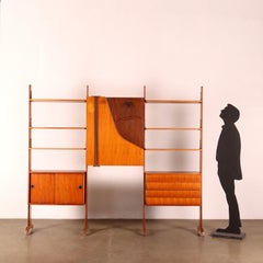 Vintage Bookcase Teak Veneer, Italy, 1960s