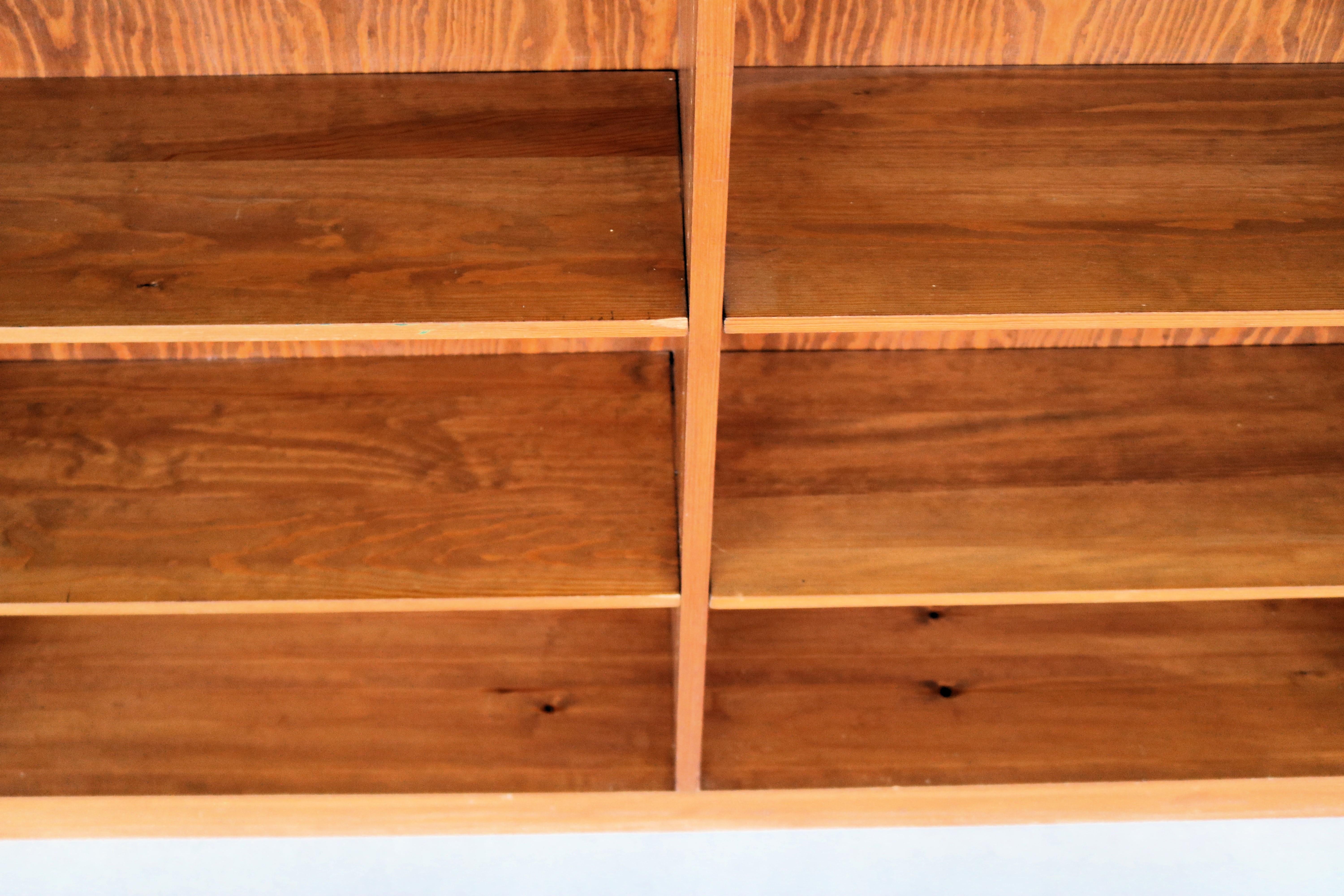 Pine vintage bookcase  wall cupboard  60s  Sweden For Sale