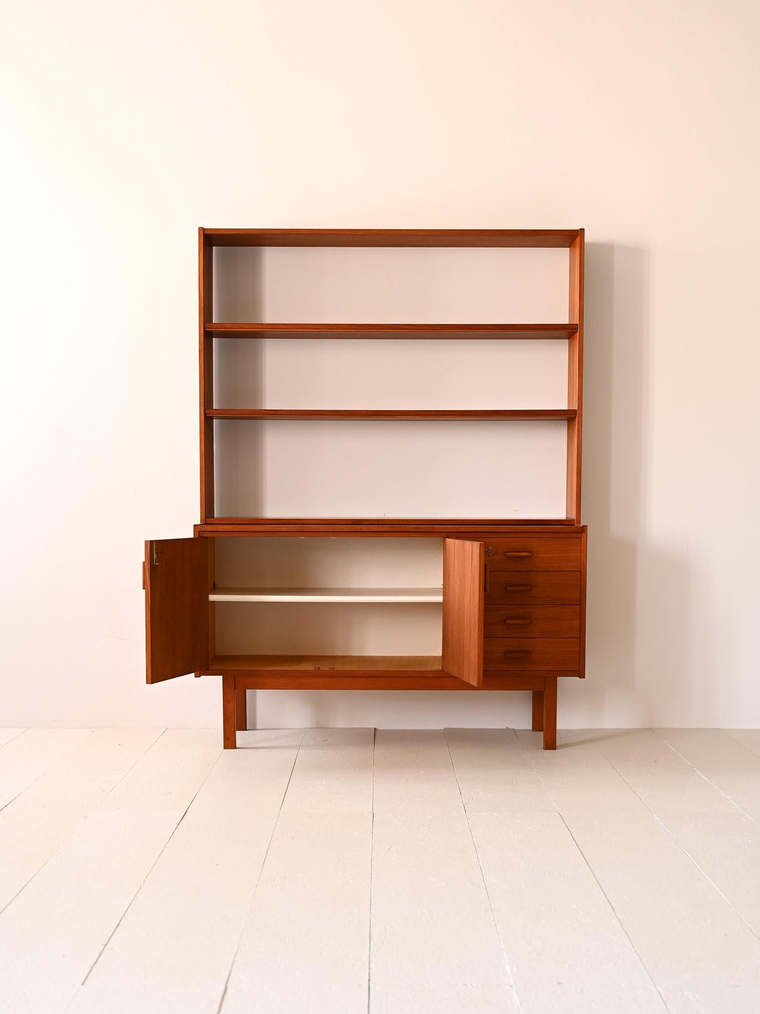 Scandinavian Modern Vintage bookcase with pull-out shelf