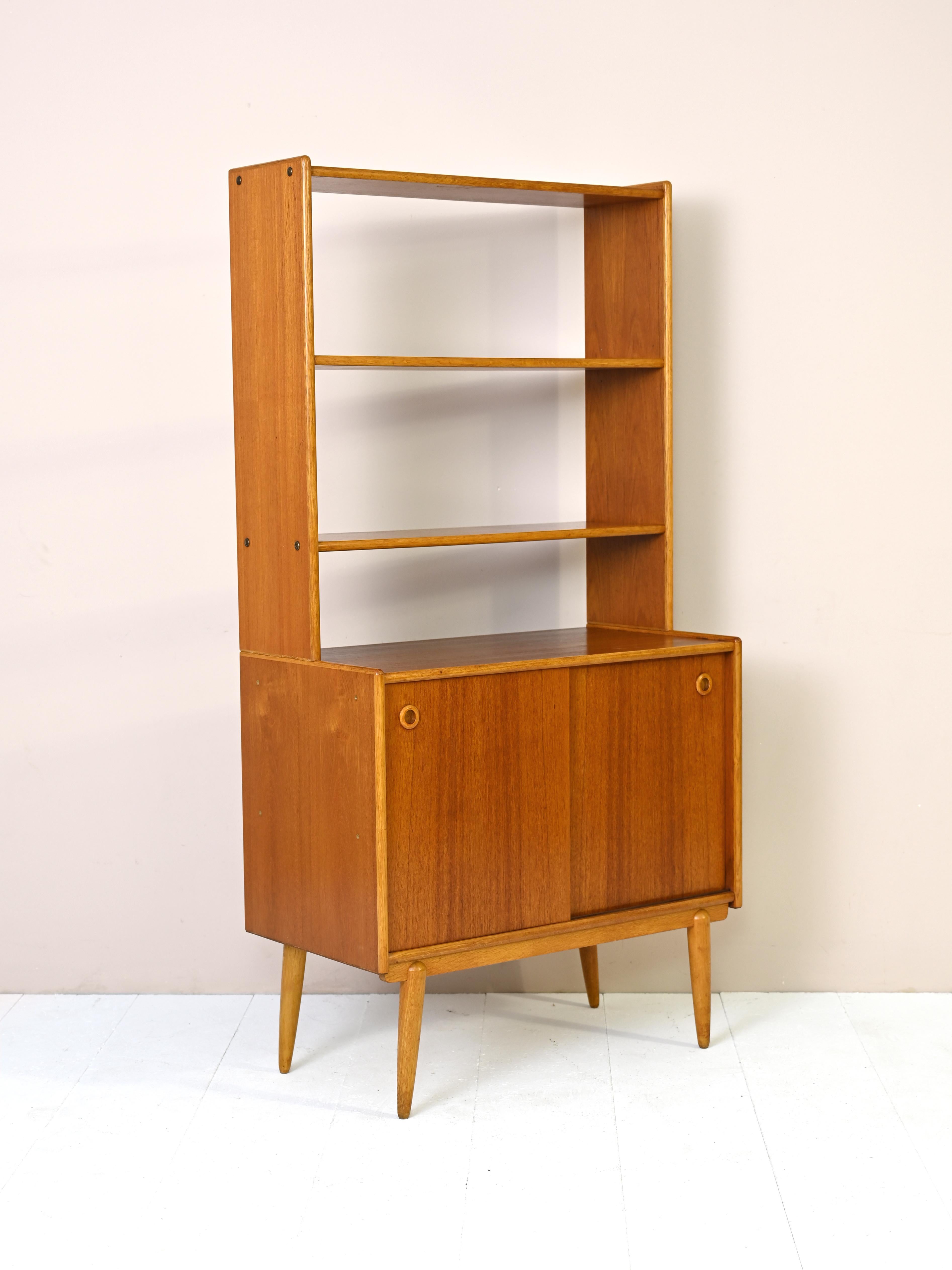 Scandinavian Vintage Bookcase with Small Sideboard