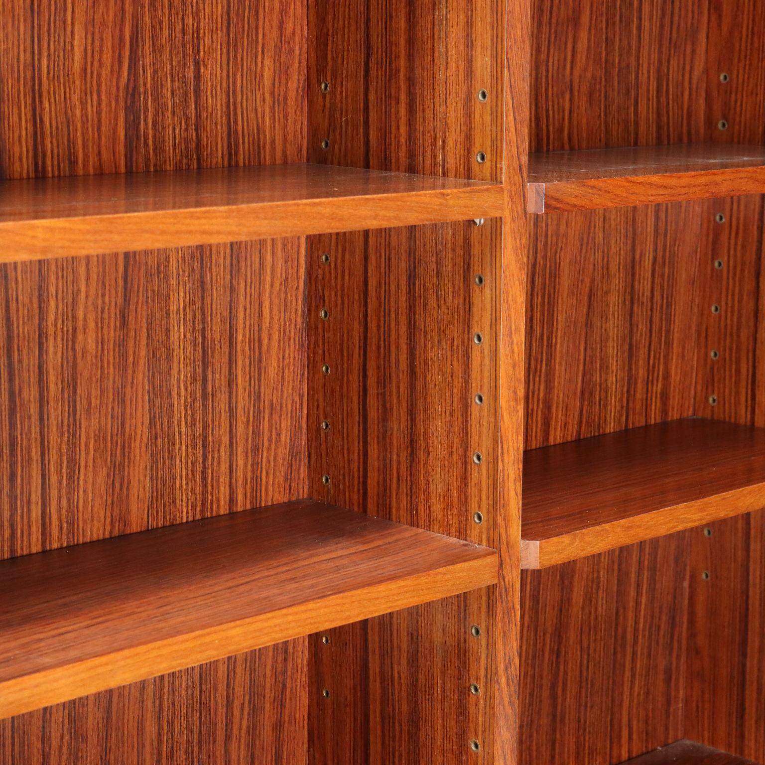 Vintage Bookshelf Exotic Wood Italy, 1960s In Fair Condition In Milano, IT