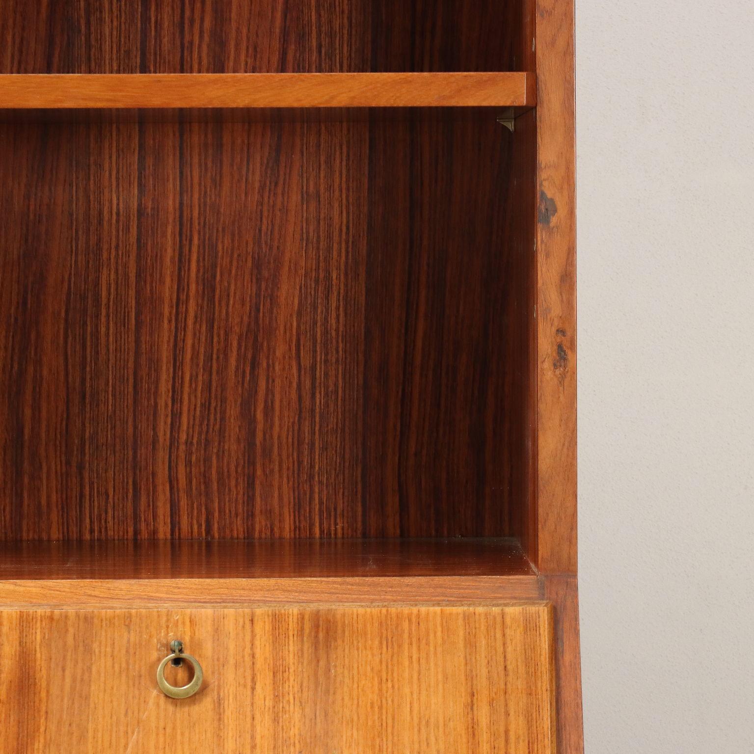 Mid-20th Century Vintage Bookshelf Exotic Wood Italy, 1960s For Sale