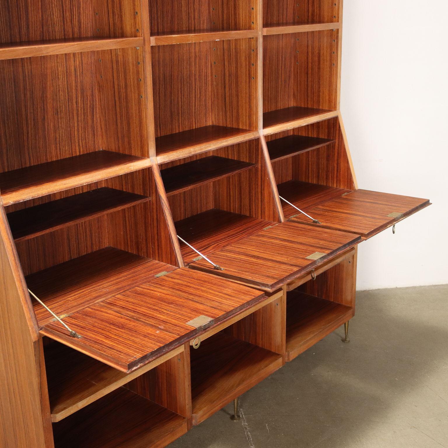 Vintage Bookshelf Exotic Wood, Italy, 1960s For Sale 2