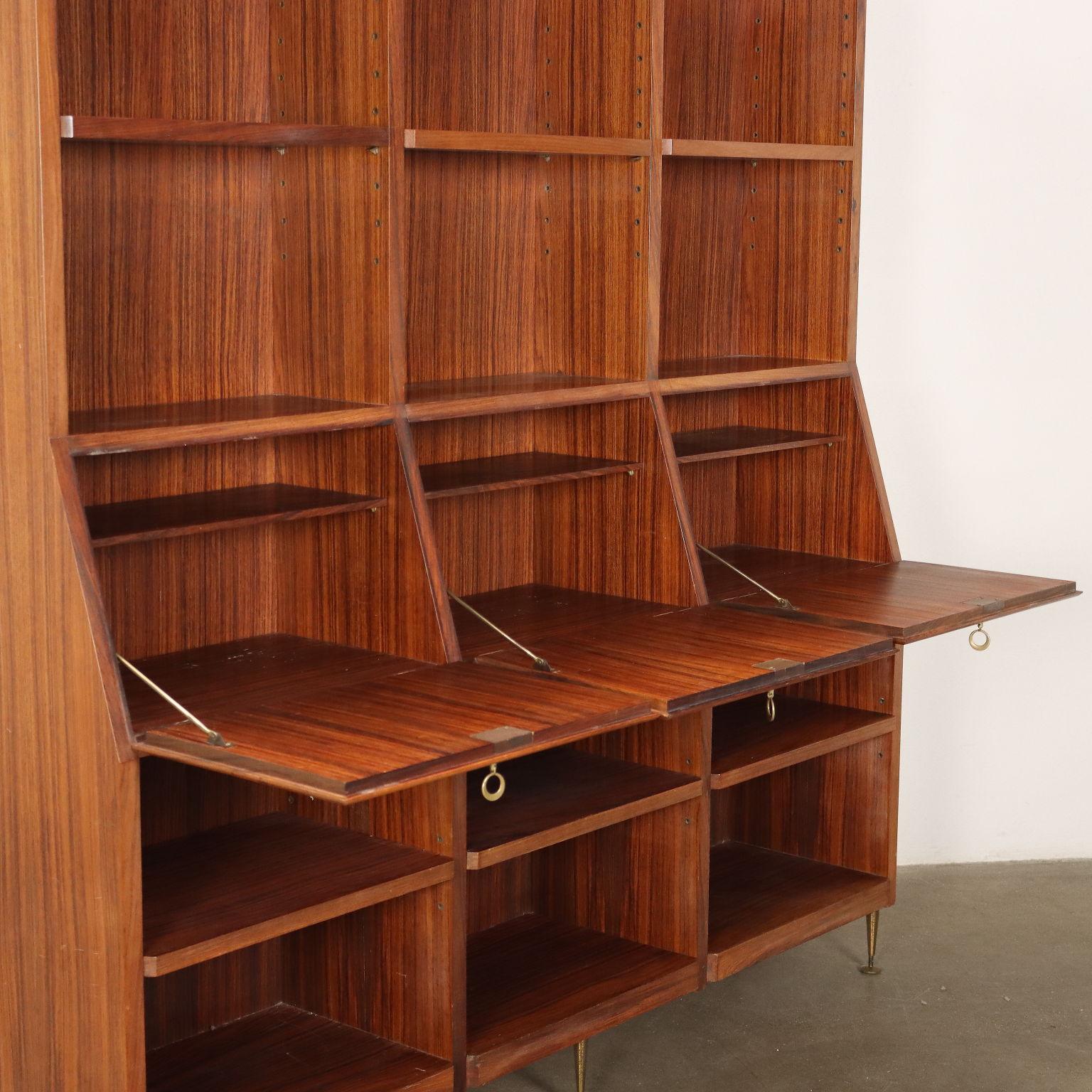 Vintage Bookshelf Exotic Wood Italy, 1960s For Sale 2