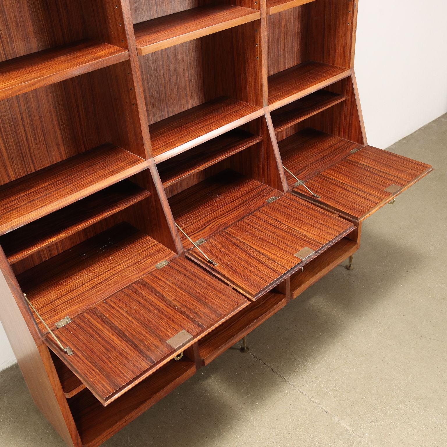 Vintage Bookshelf Exotic Wood Italy, 1960s For Sale 3