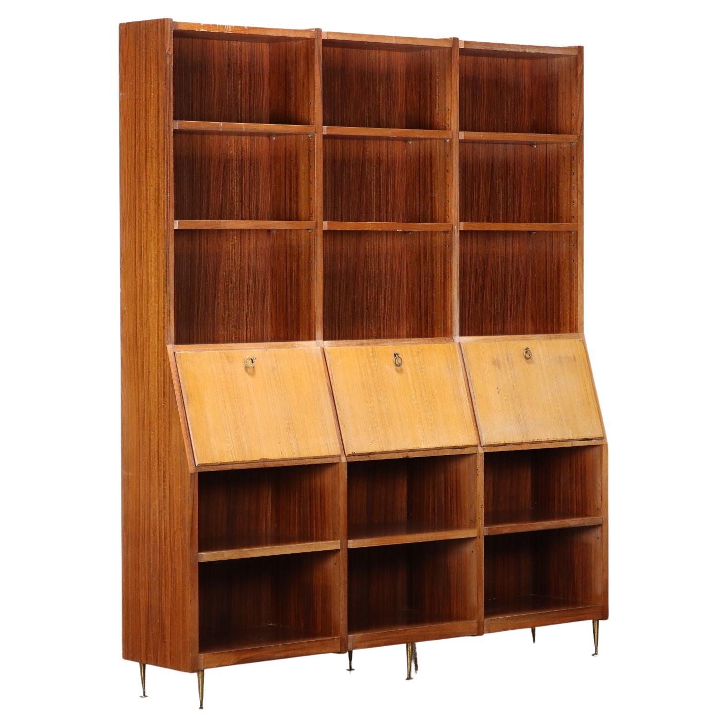Vintage Bookshelf Exotic Wood, Italy, 1960s For Sale