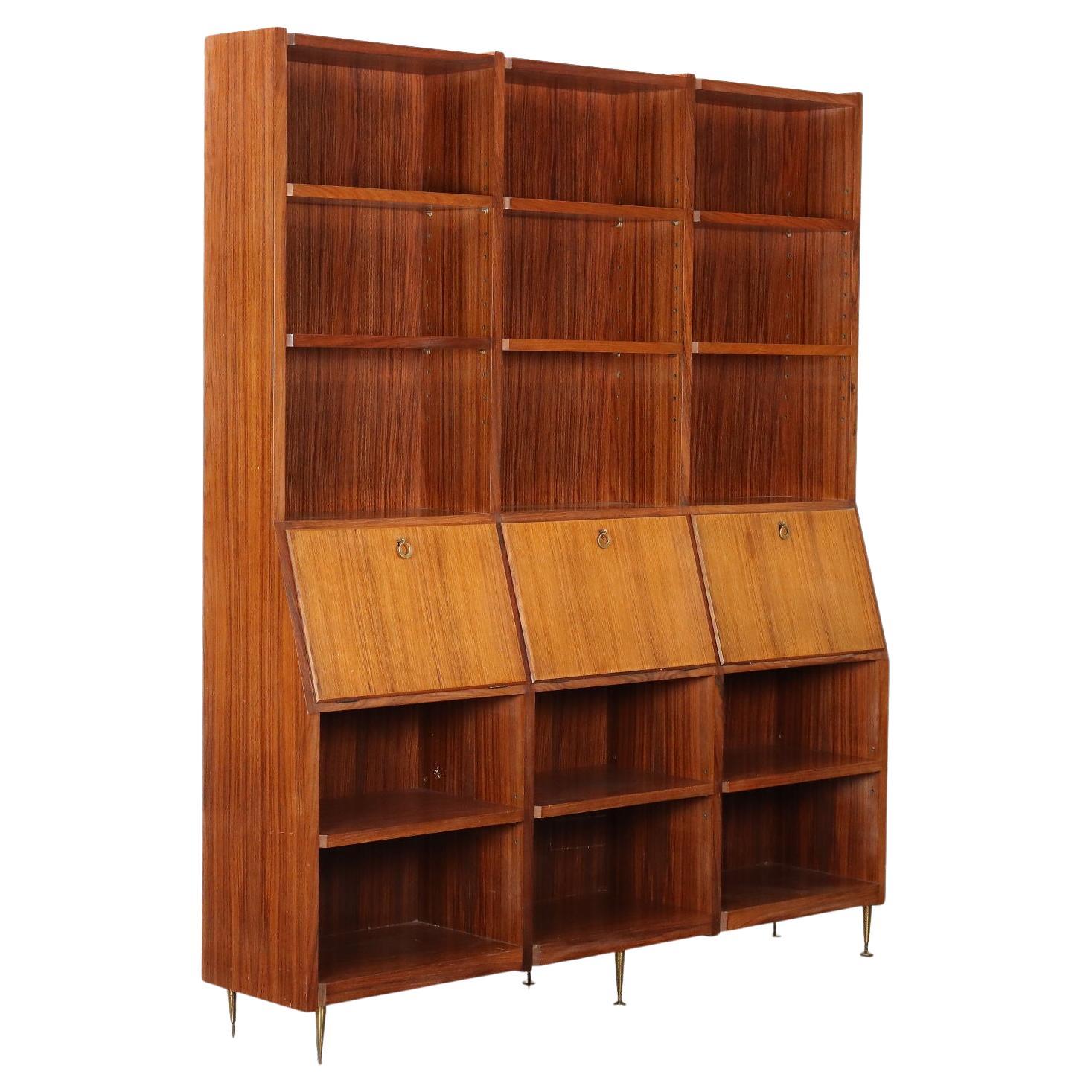 Vintage Bookshelf Exotic Wood Italy, 1960s For Sale