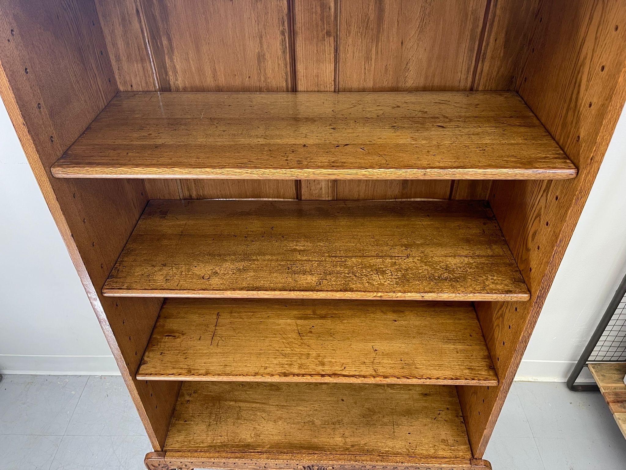 Vintage Bookshelf With Carved Wood Accents . 1