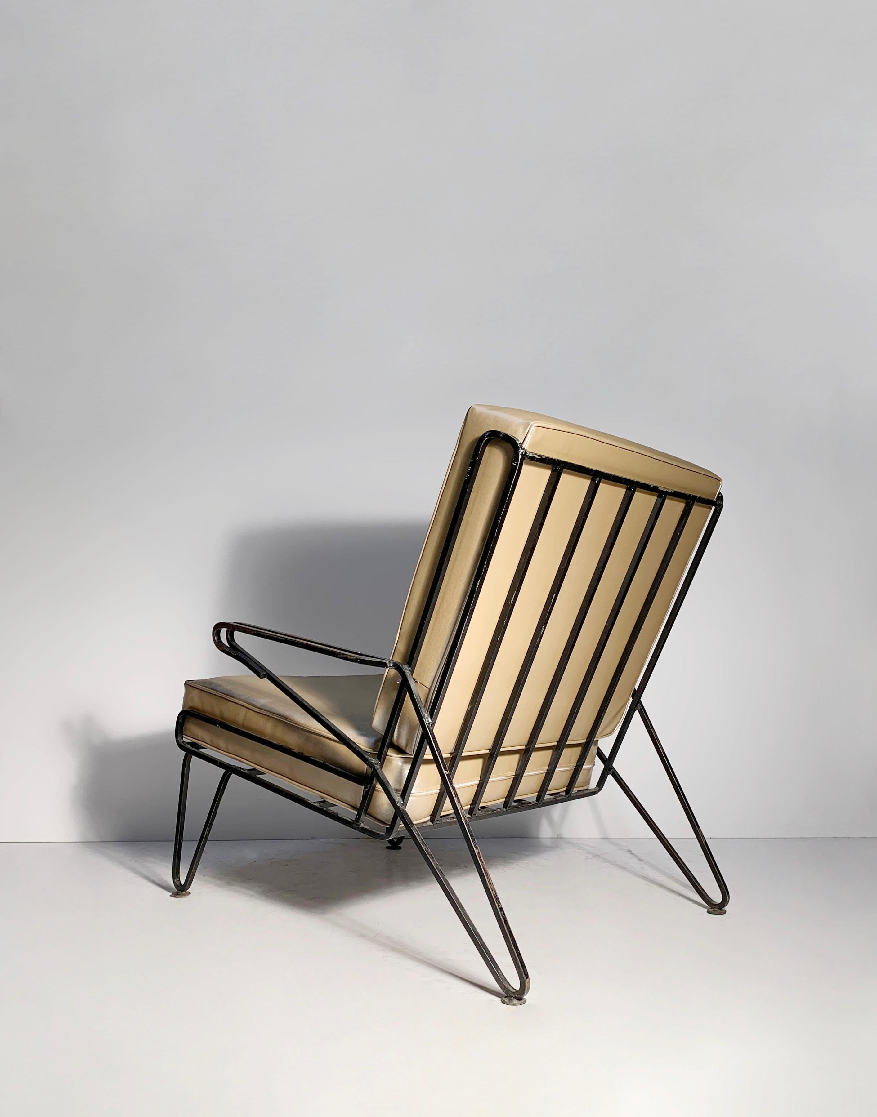 Américain Chaise Boomerang en fer forgé attribuée à Maurizio Tempestini en vente