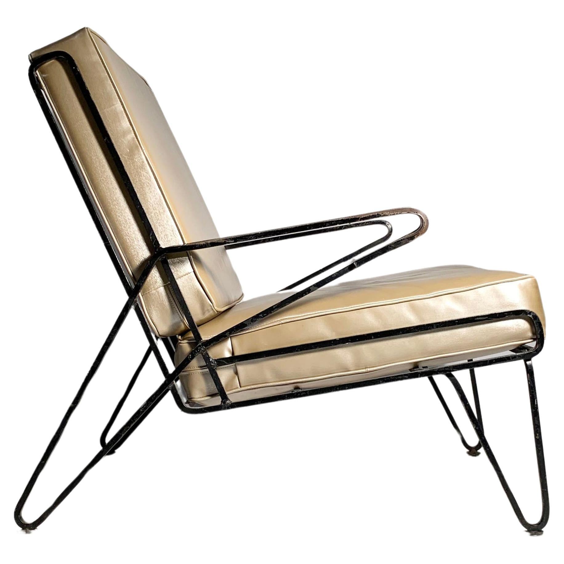 Silla de hierro forjado Vintage Boomerang Hairpin Atribuida a Maurizio Tempestini
