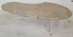 Vintage Boomerang Italian Marble & Lucite Coffee Cocktail Table