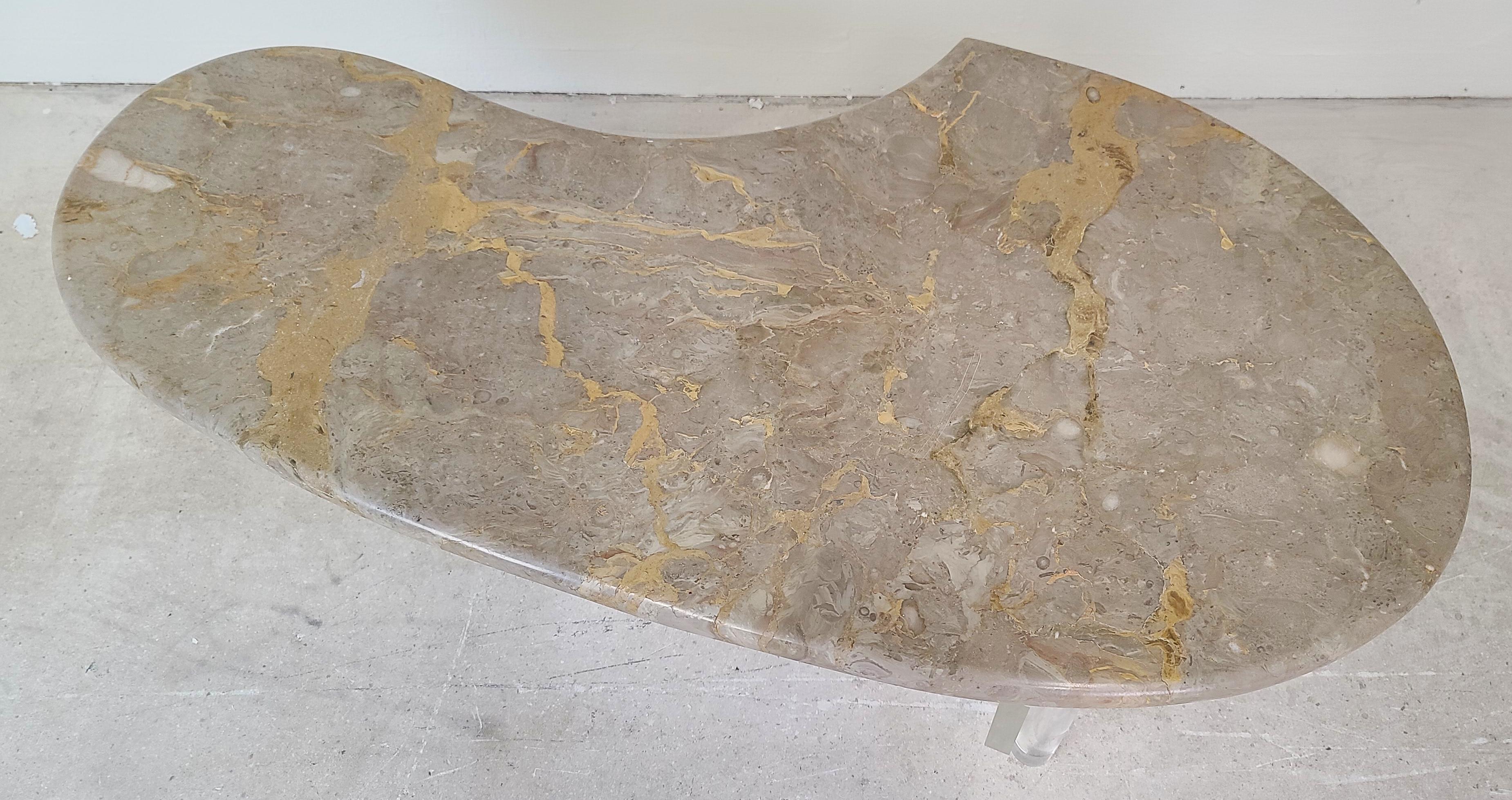 Mid-Century Modern Vintage Boomerang Italian Marble & Lucite Coffee Cocktail Table For Sale