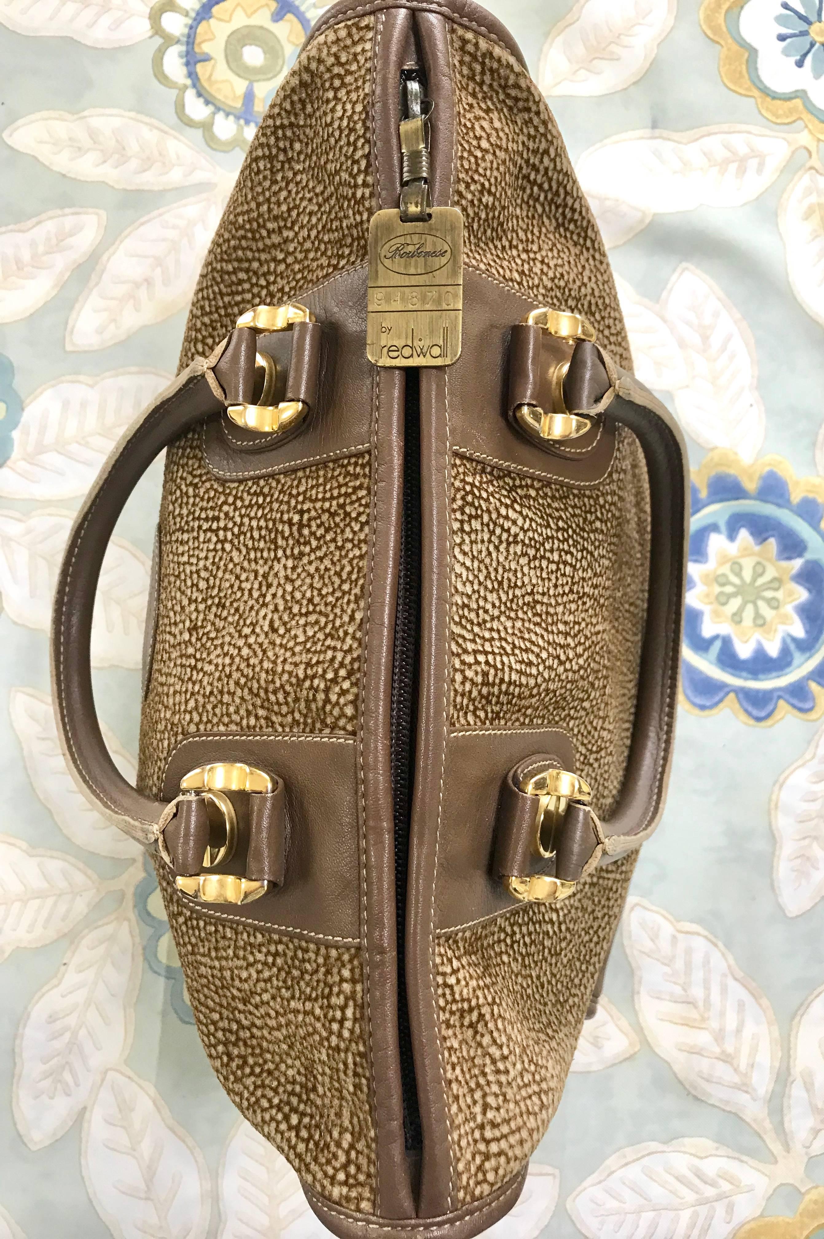 Redwall Vintage Borbonese brown and beige leather bag  For Sale 2