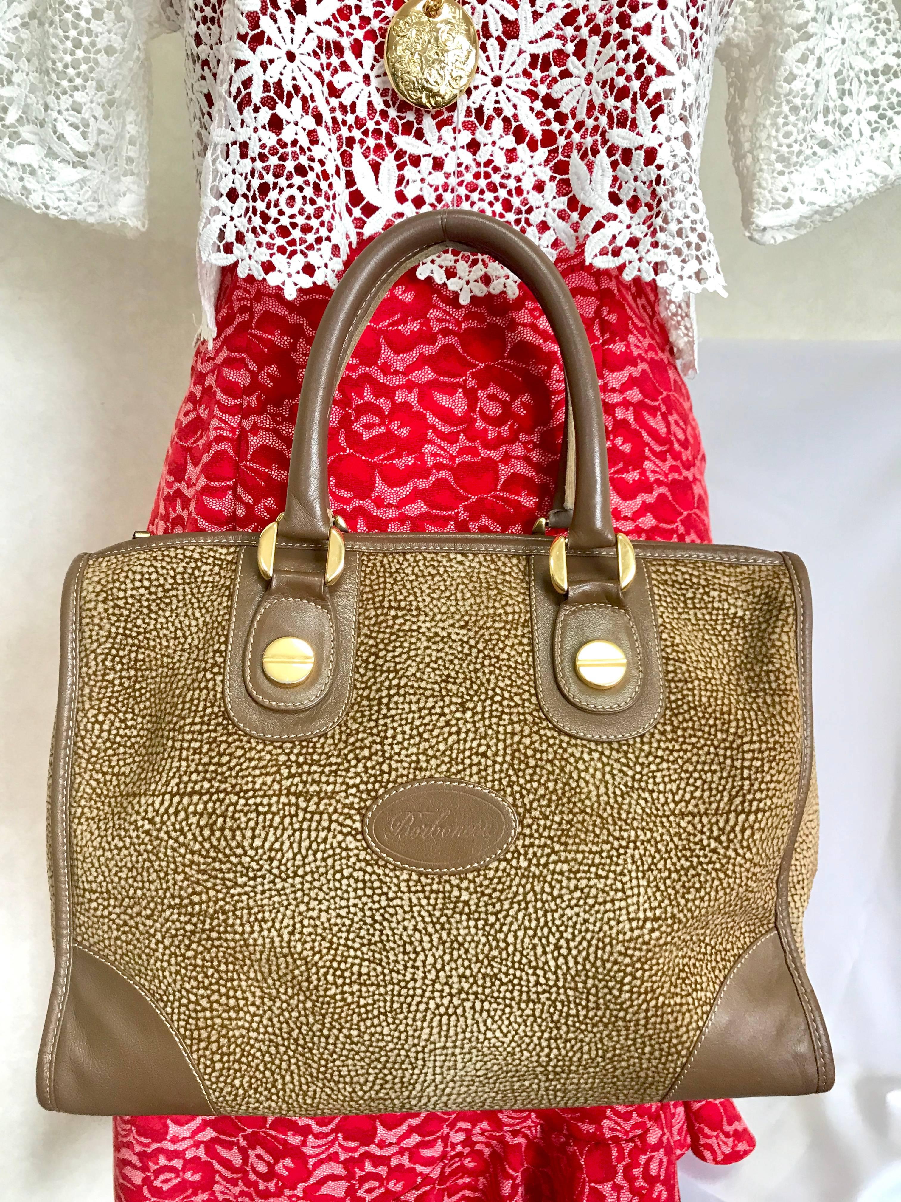 Redwall Vintage Borbonese brown and beige leather bag  For Sale 5