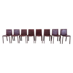 Vintage Bordeaux Leather Dining Chairs by Arrben Italy, 1980s