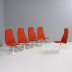 Vintage Borge Johanson Orange Viggen Dining Chairs, 1960s, Set of 5