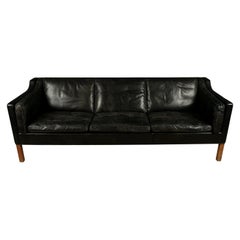 Vintage Borge Mogensen Three-Seat Leather Sofa, Model 2213, 1980s