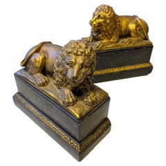 Vintage Borghese Bookends Reclining Lions