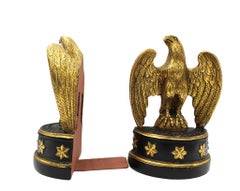 Vintage Borghese Eagle Bookends with Black Base