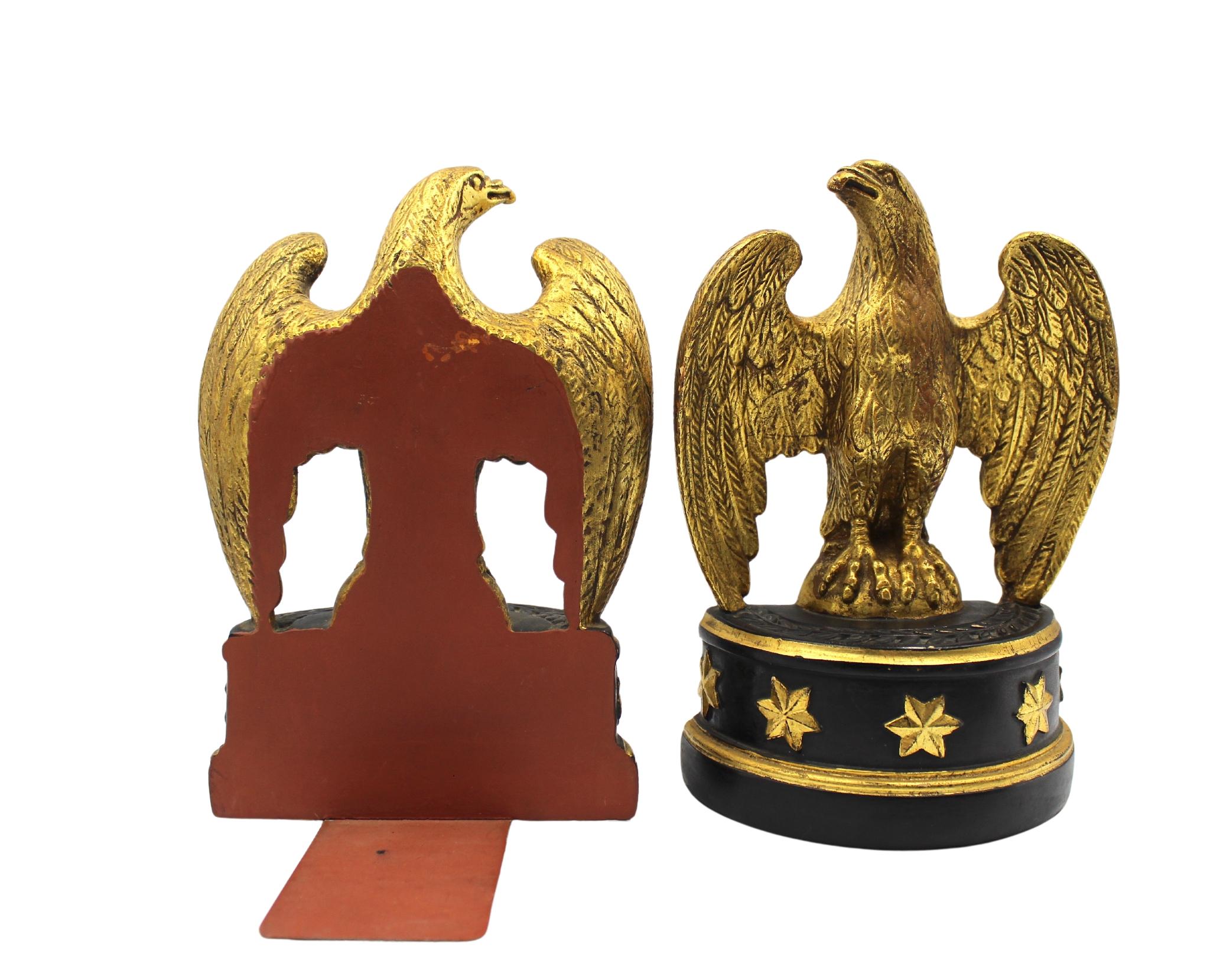 Italian Vintage Borghese Eagle Bookends with Black Base