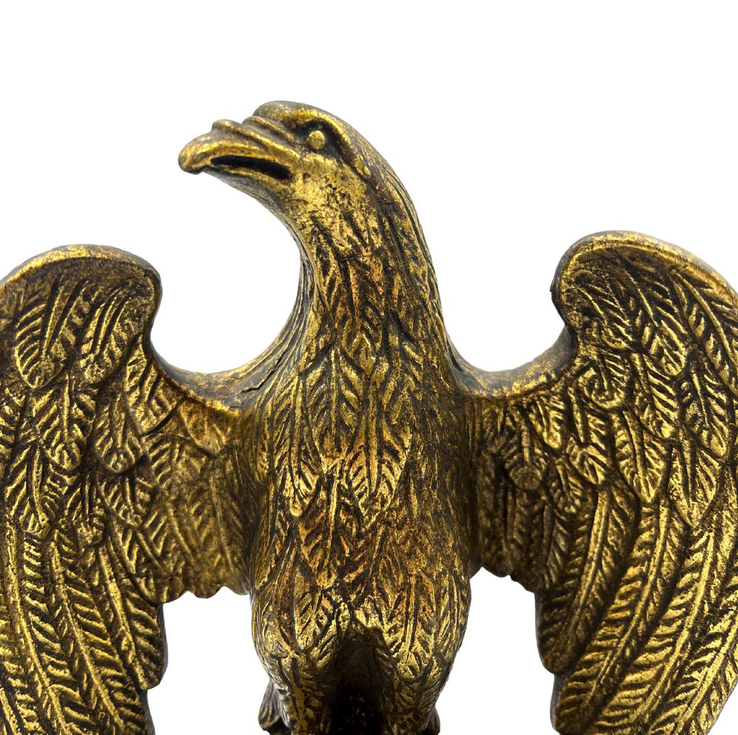 Patinated Vintage Borghese Eagle Bookends with Black Base