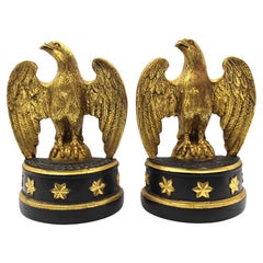Vintage Borghese Eagle Bookends with Black Base