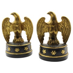 Vintage Borghese Eagle Bookends with Black Base