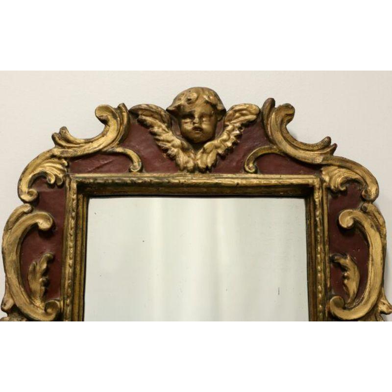 Baroque Miroir mural italien BORGHESE vintage avec chérubin en or et marron en vente