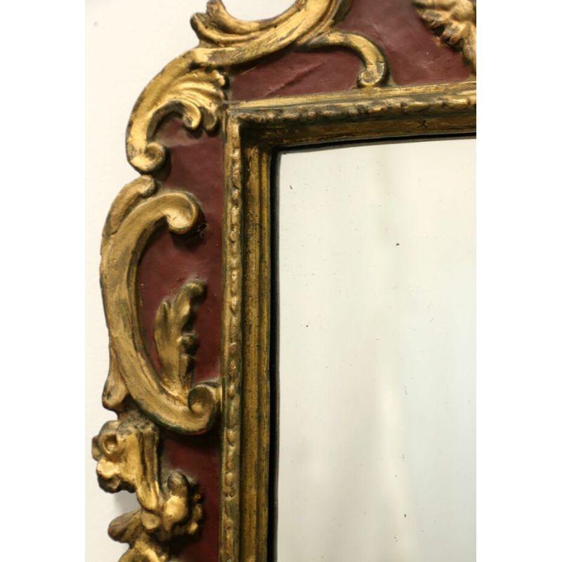 Baroque BORGHESE Vintage Italian Gold & Maroon Cherub Wall Mirror For Sale
