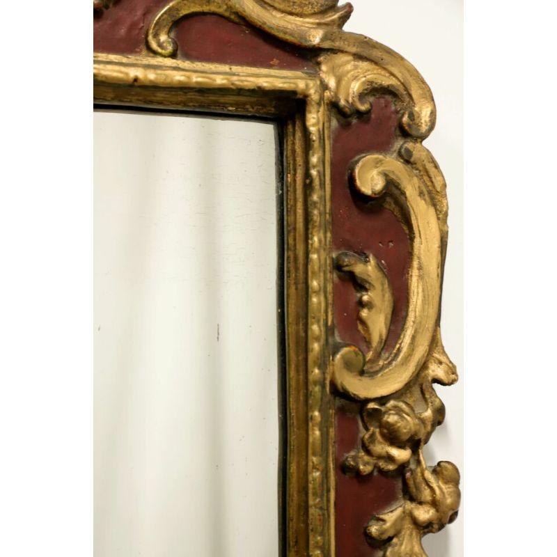 BORGHESE Vintage Italian Gold & Maroon Cherub Wall Mirror In Good Condition For Sale In Charlotte, NC