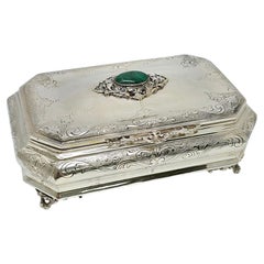 Vintage Borghetti Ugo Fabrica Argenteria Italien 800er Silber Malachit Box #21688, Vintage