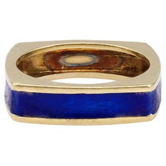 Vintage Boris LeBeau Blue Enamel 14k Yellow Gold Ring