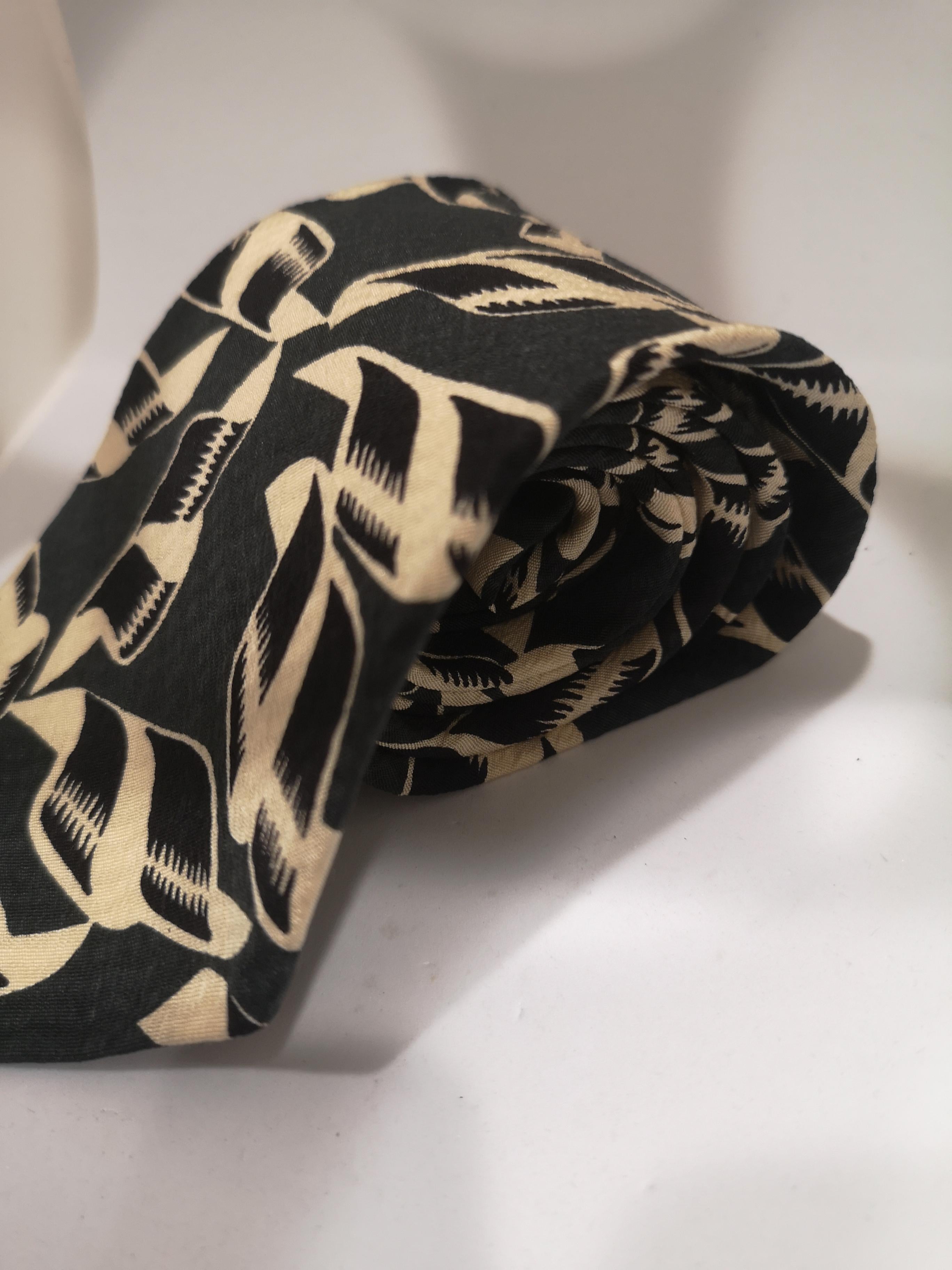 Vintage Boss green white and black silk tie In Good Condition In Capri, IT