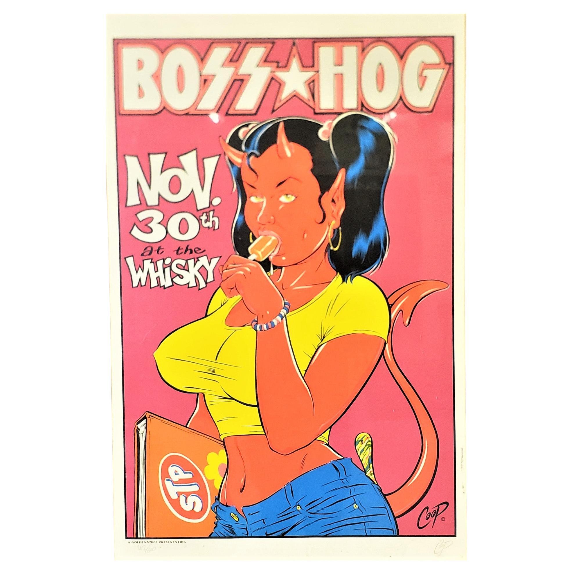 Affiche de concert Boss Hog vintage en édition limitée signée, numéro de série #362/600 en vente