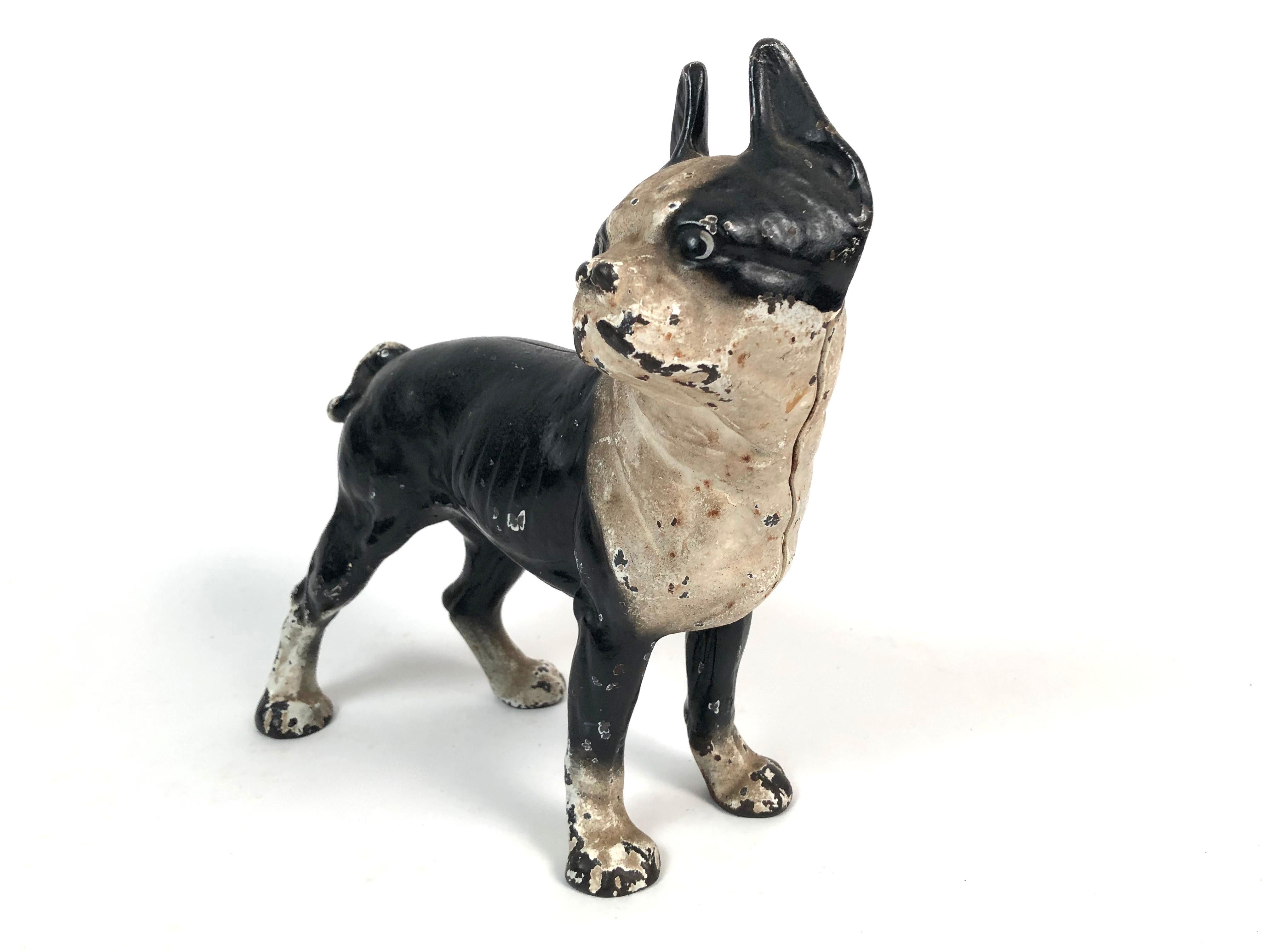 American Vintage Boston Terrier Cast Iron Door Stop with Original Painted Surface