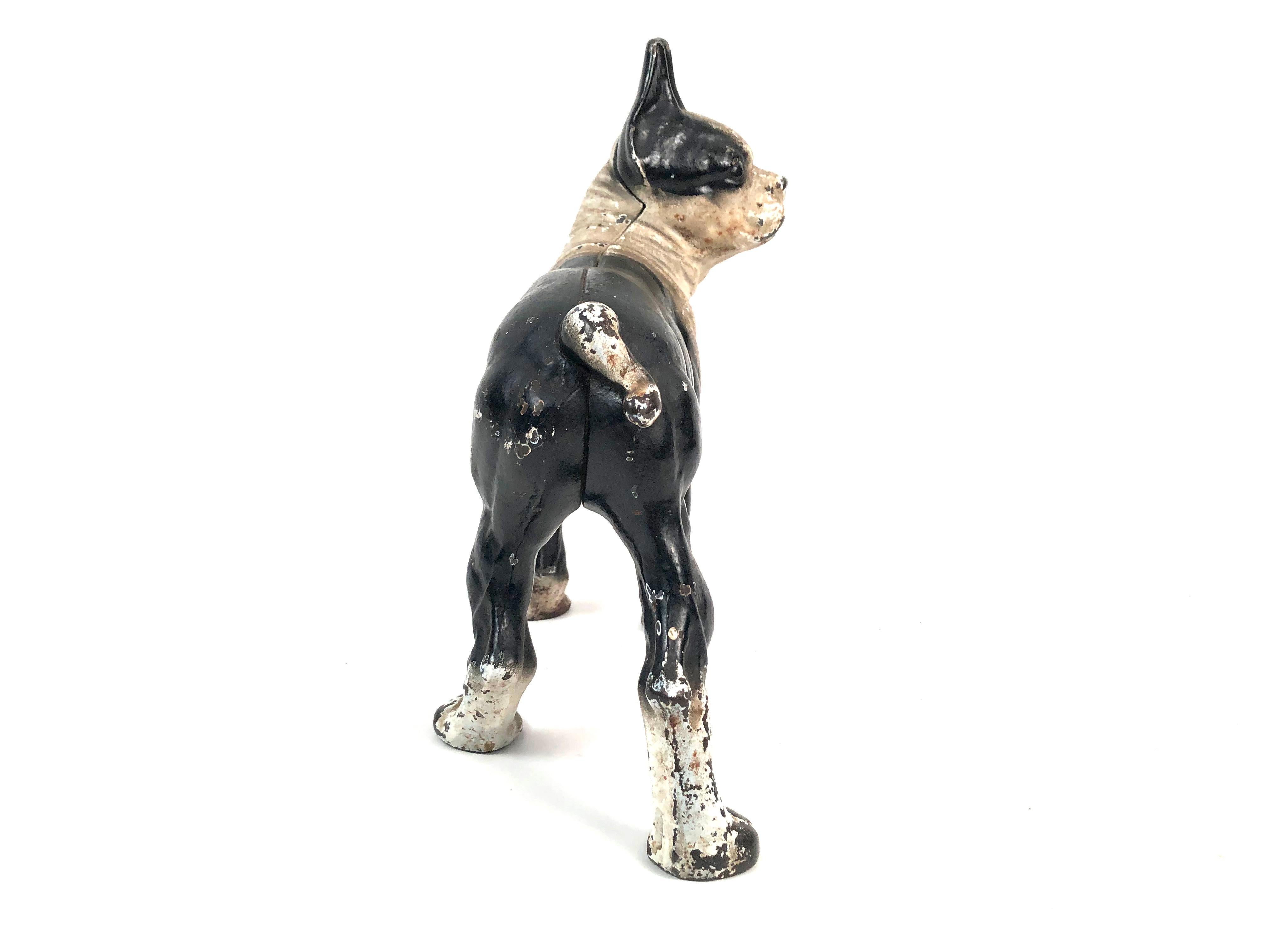 Vintage Boston Terrier Cast Iron Door Stop with Original Painted Surface 1