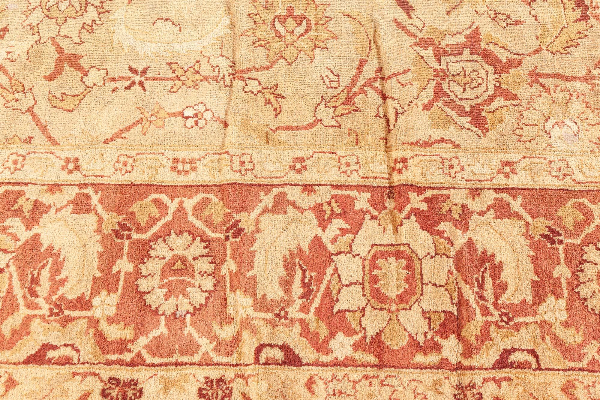 Hand-Knotted Vintage Botanic Indian Amritsar Carpet For Sale