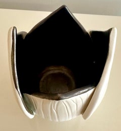 Vintage Botanical Slab Built Textured Ceramic Vase