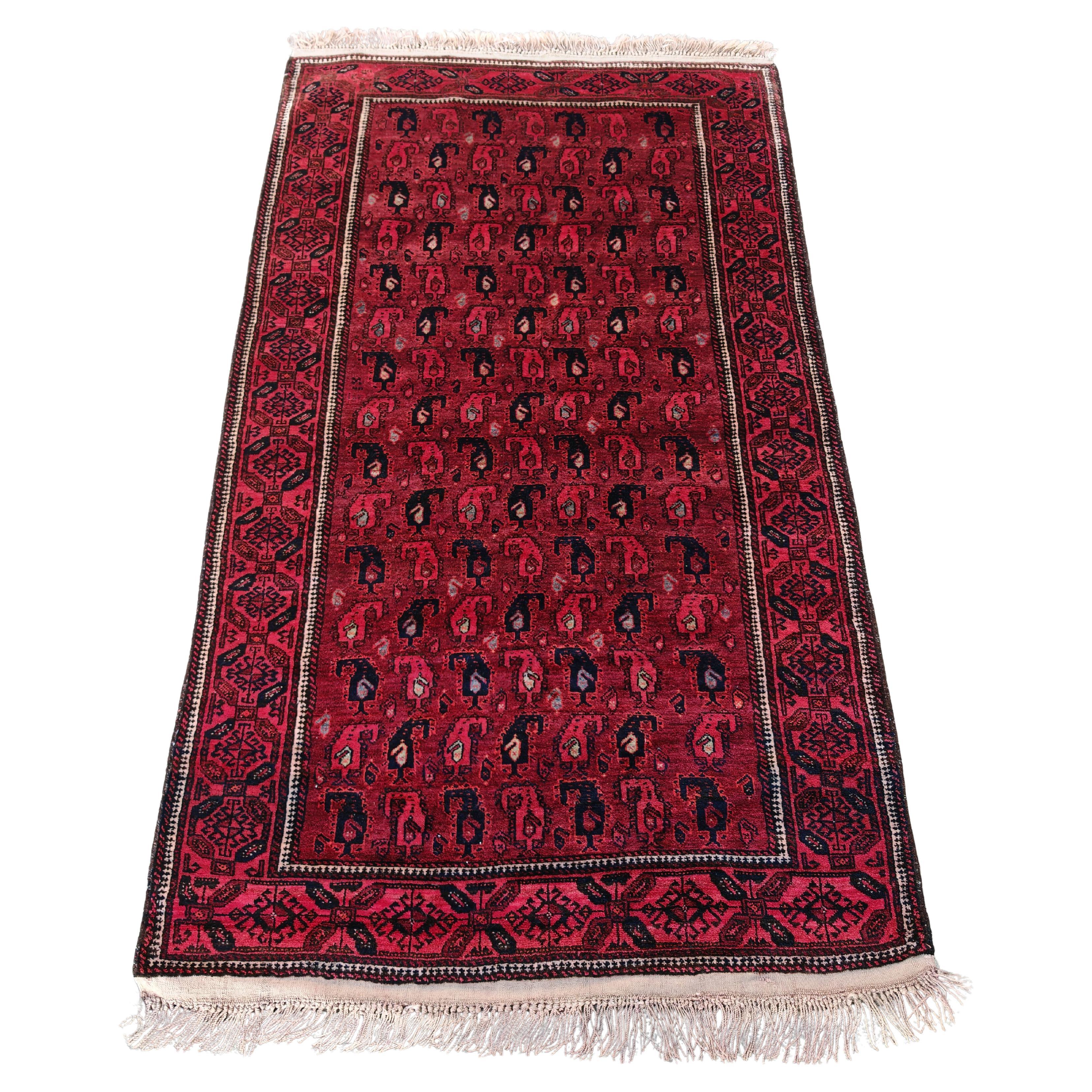 Vintage Botehs Rug, hand-knotted in natural dyed wool, Afghanistan 1960s For Sale