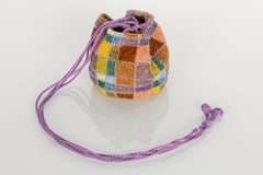 Vintage Bottega Veneta Beaded Color Block Micro Drawstring Bag Rare, 1990s