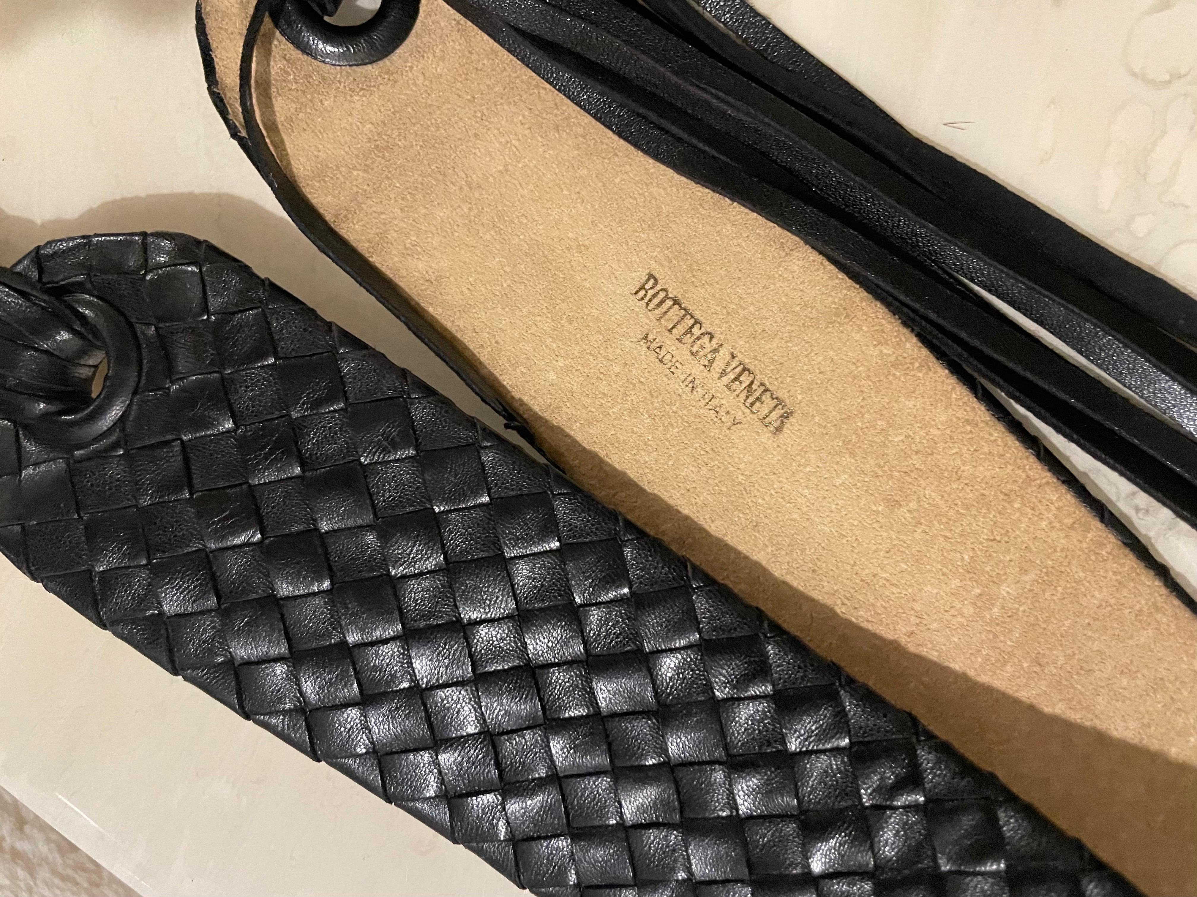 Vintage Bottega Veneta Schwarzer Intrecciato Leder Fransengürtel im Angebot 5