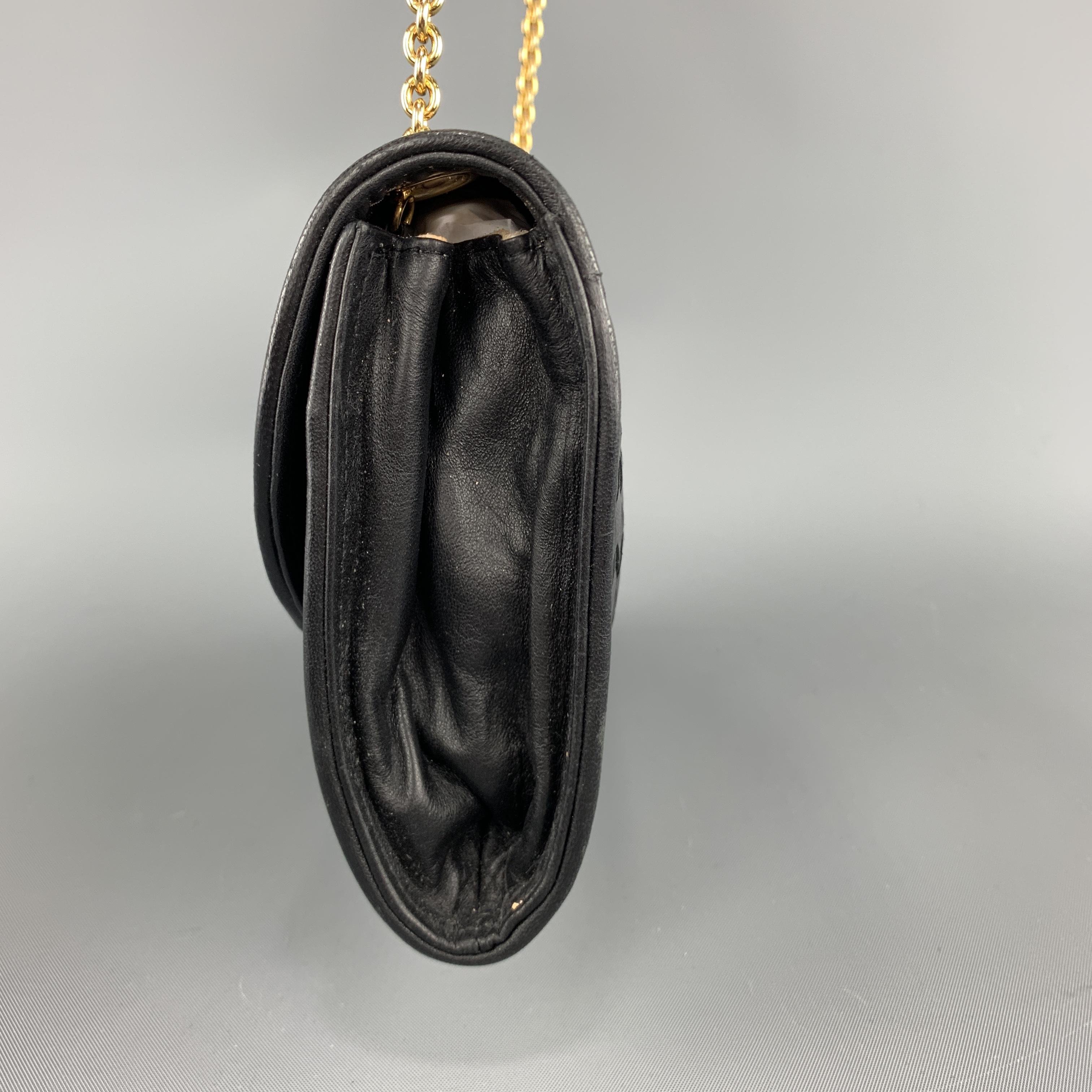 Vintage BOTTEGA VENETA Black Intrecciato Woven Leather Chain Strap Bag 1